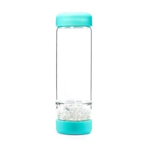 inu! Trinkflasche von VitaJuwel in Ocean Blue mit Bergkristall