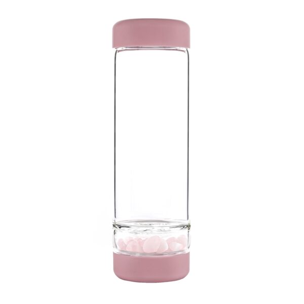 inu! Trinkflasche von VitaJuwel in Blossom Rose mit Rosenquarz