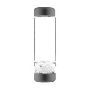 inu! Trinkflasche von VitaJuwel in Lava Grey mit Bergkristall
