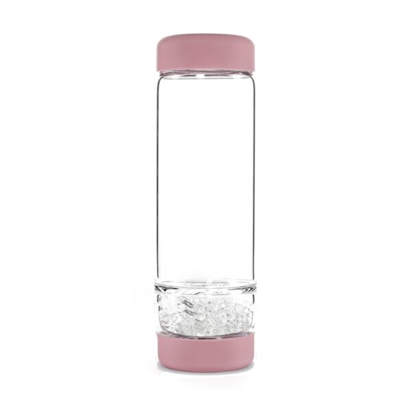 inu! Trinkflasche von VitaJuwel in Blossom Rose mit Bergkristall