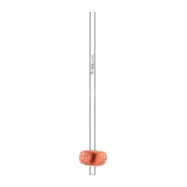VitaJuwel Crystal Straw roter Jaspis (Glas-Trinkhalm mit Edelstein)